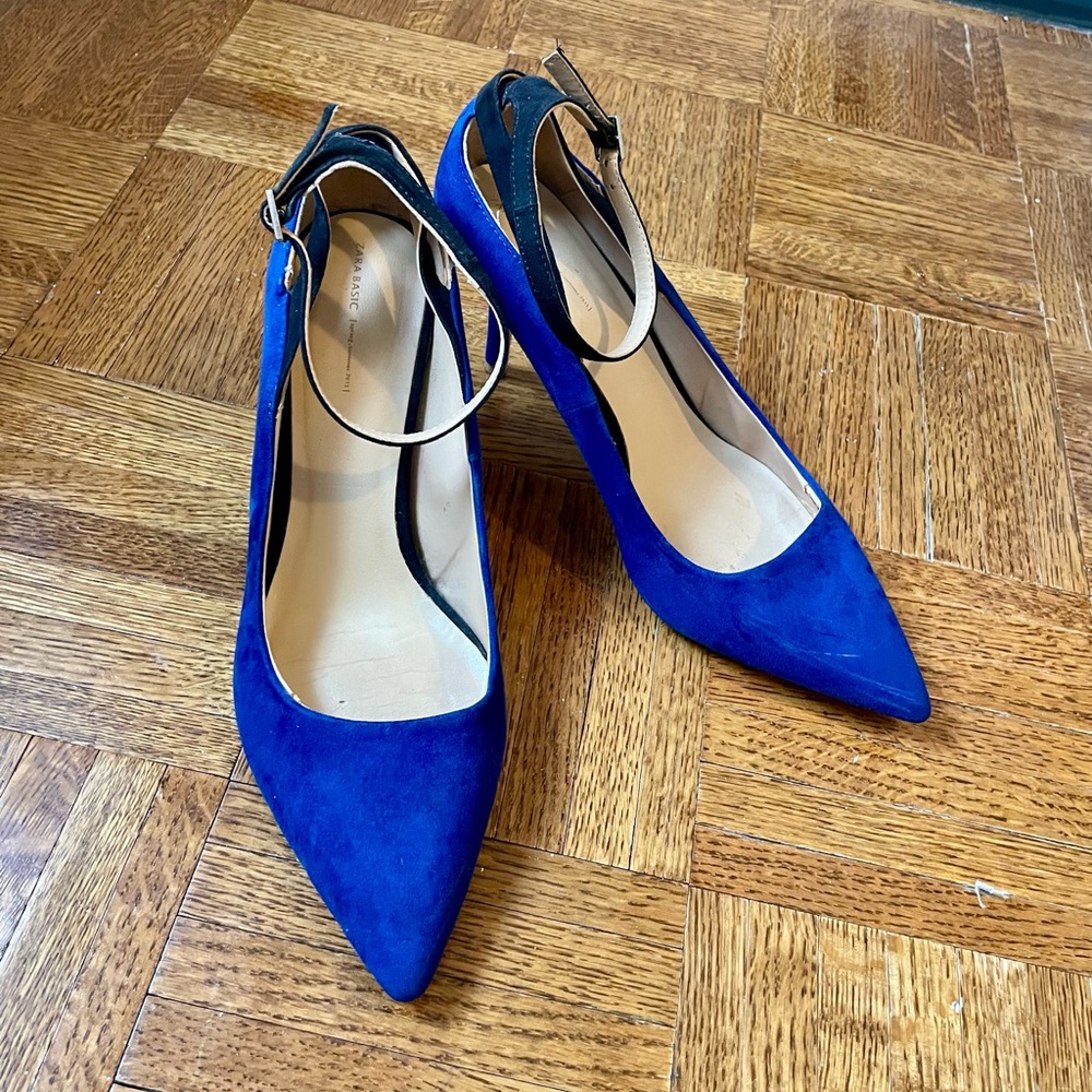 Zara Blue Suede Women's Heels